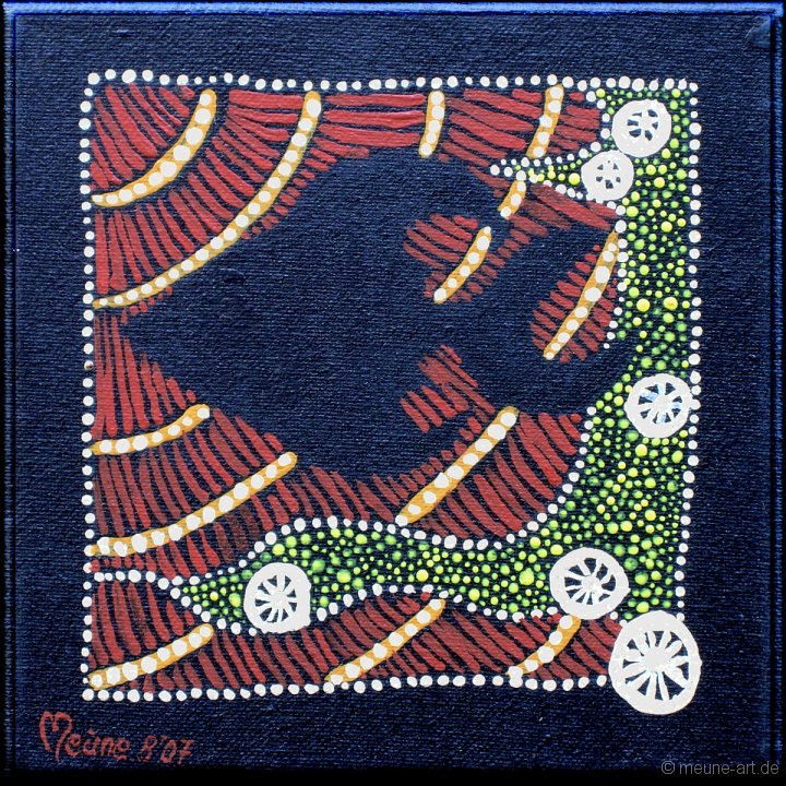 31 Traum des Fisches Acryl und Paintingstones auf Leinwand;
15 x 15 cm